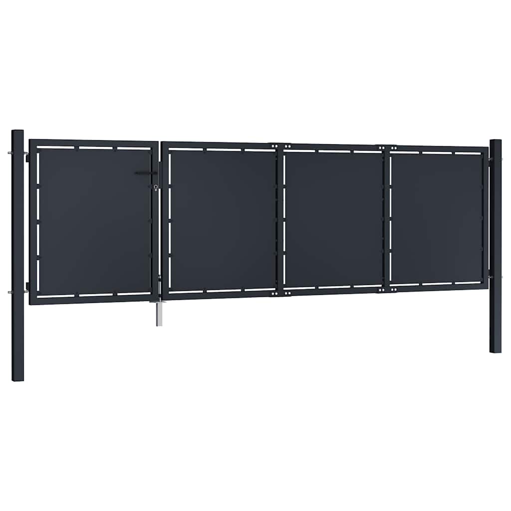 144536 vidaXL Garden Gate Steel 350x100 cm Anthracite