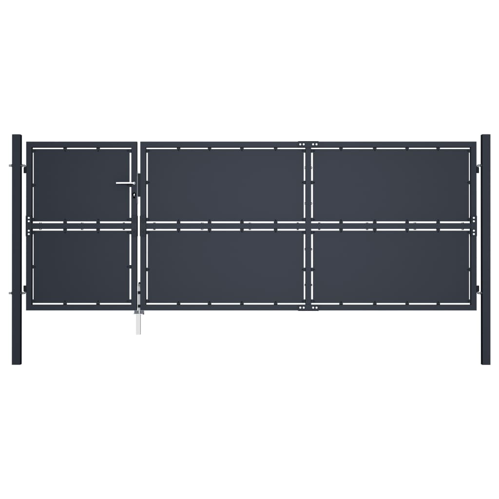 vidaXL Garden Gate Steel 350x125 cm Anthracite