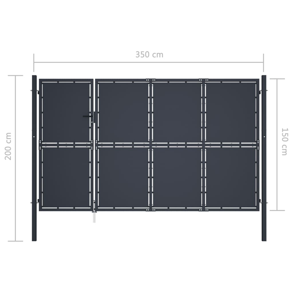 vidaXL Garden Gate Steel 350x150 cm Anthracite