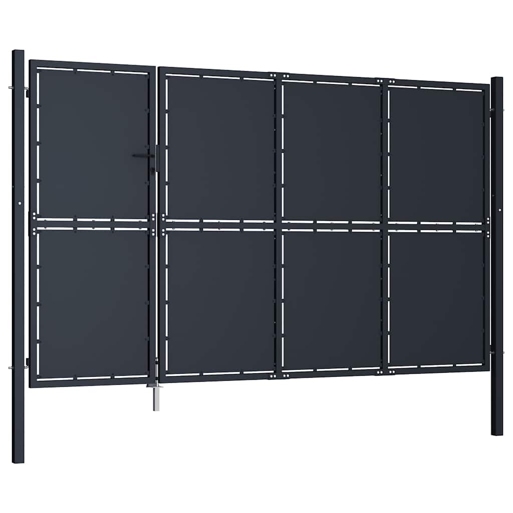 144539 vidaXL Garden Gate Steel 350x175 cm Anthracite