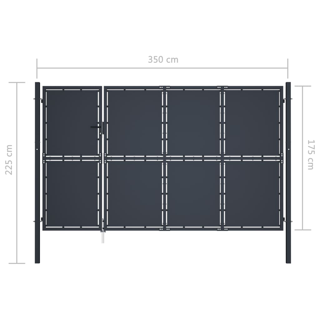 vidaXL Garden Gate Steel 350x175 cm Anthracite