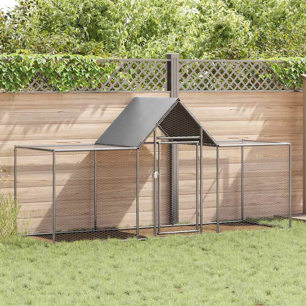 Chicken Coop 3x1x1.5 m Galvanised Steel