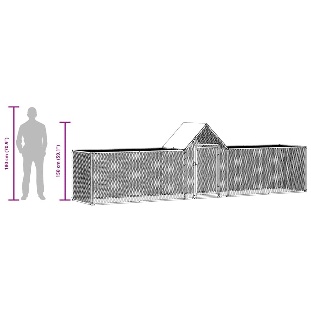 Chicken Coop 5x1x1.5 m Galvanised Steel
