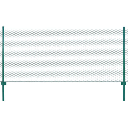 Wire Mesh Fence with Posts Steel 25x0.5 m Green