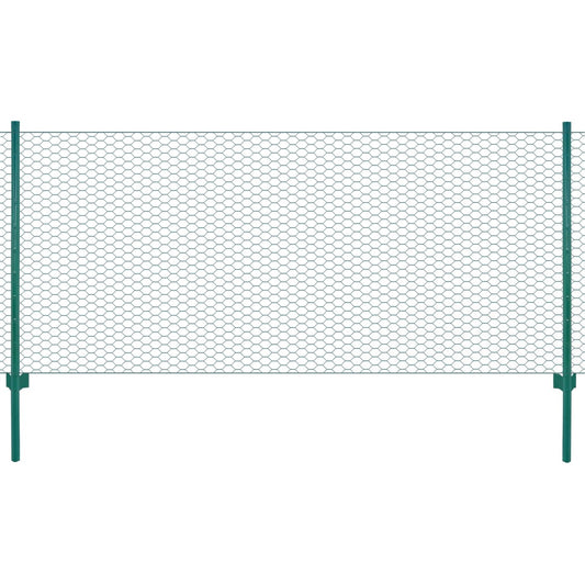 Wire Mesh Fence with Posts Steel 25x0.75 m Green