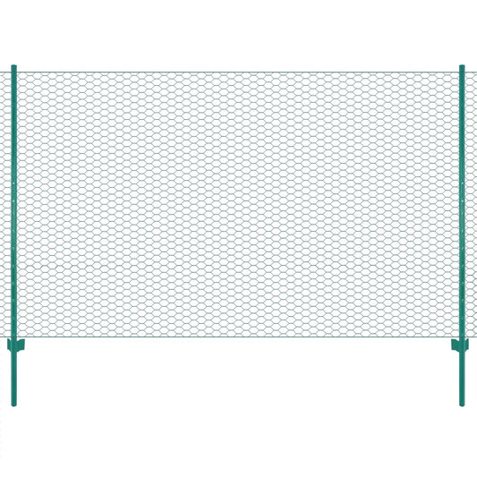 Wire Mesh Fence with Posts Steel 25x1.5 m Green