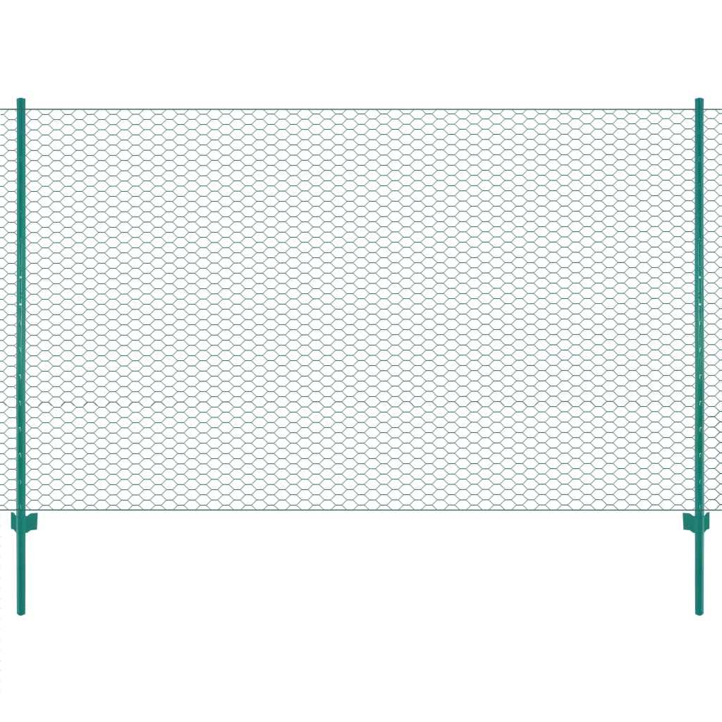 Wire Mesh Fence with Posts Steel 25x2 m Green