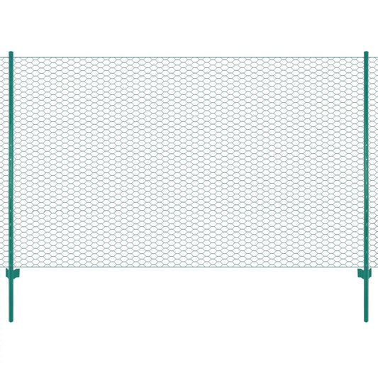 Wire Mesh Fence with Posts Steel 25x2 m Green