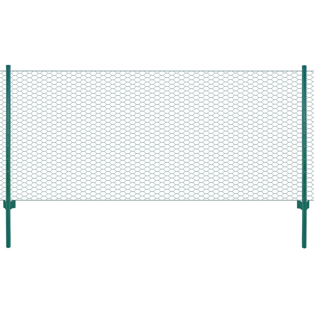 Wire Mesh Fence with Posts Steel 25x0.75 m Green