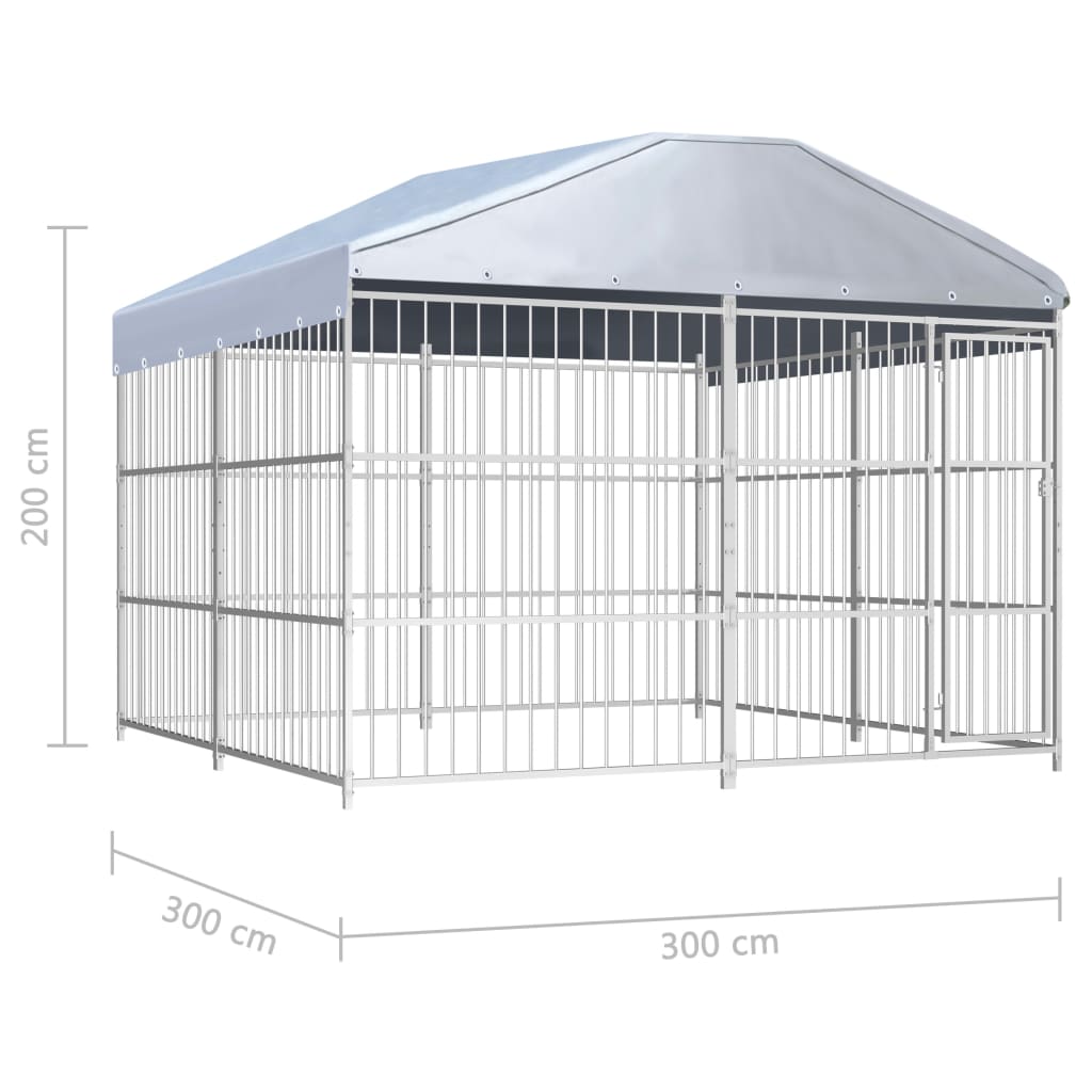 vidaXL Outdoor Dog Kennel with Roof 300x300x200 cm