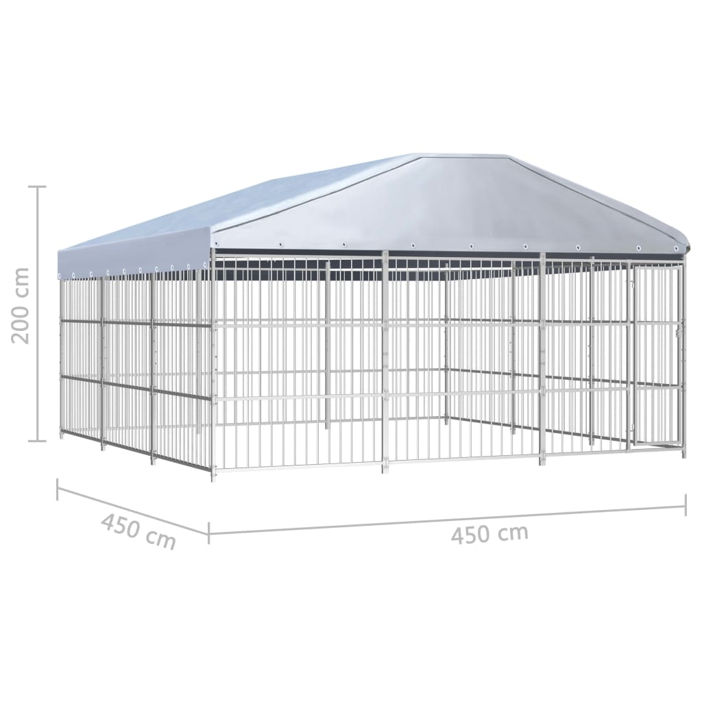 vidaXL Outdoor Dog Kennel with Roof 450x450x200 cm