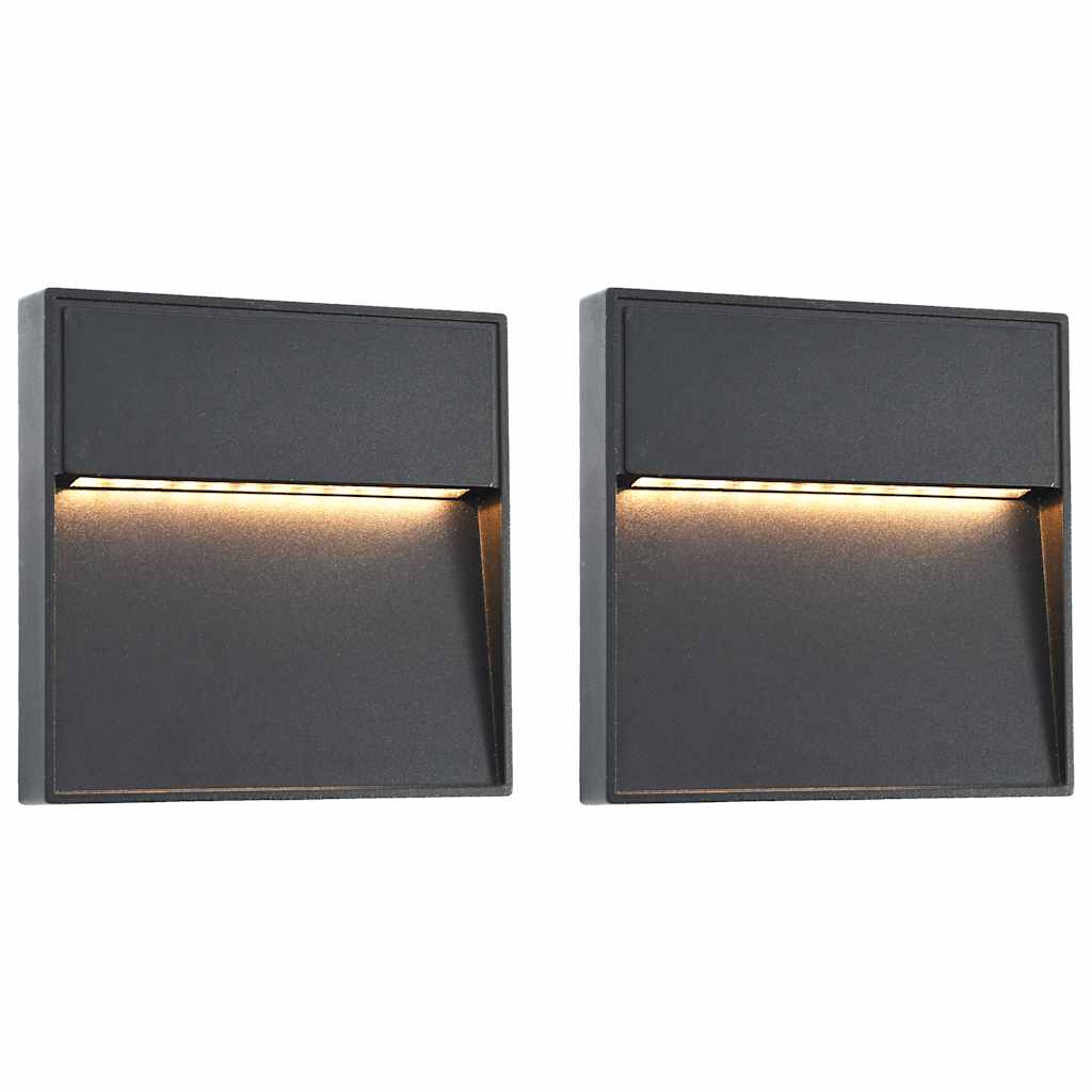 Outdoor LED Wall Lights 2 pcs 3 W Black Square