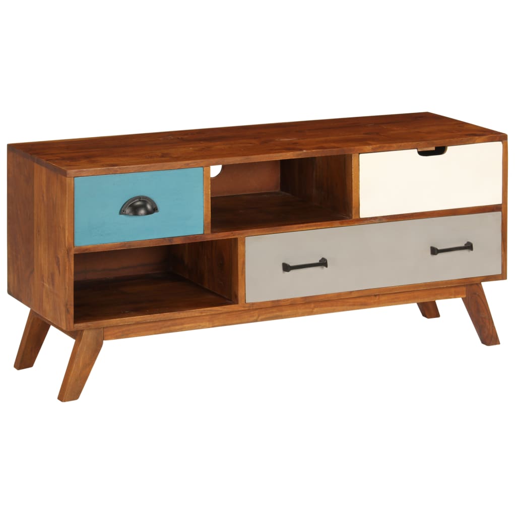 vidaXL TV Cabinet with 3 Drawers 110x35x50 cm Solid Acacia Wood