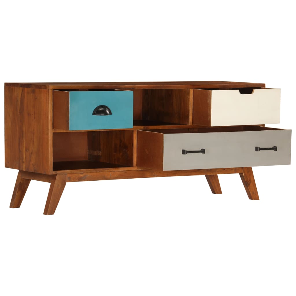 vidaXL TV Cabinet with 3 Drawers 110x35x50 cm Solid Acacia Wood