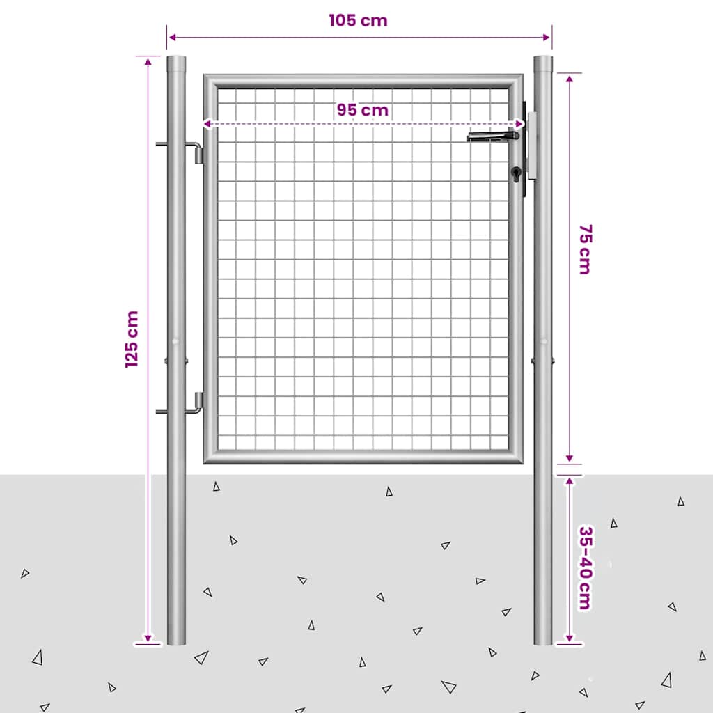 Garden Gate Galvanised Steel 105x75 cm Silver