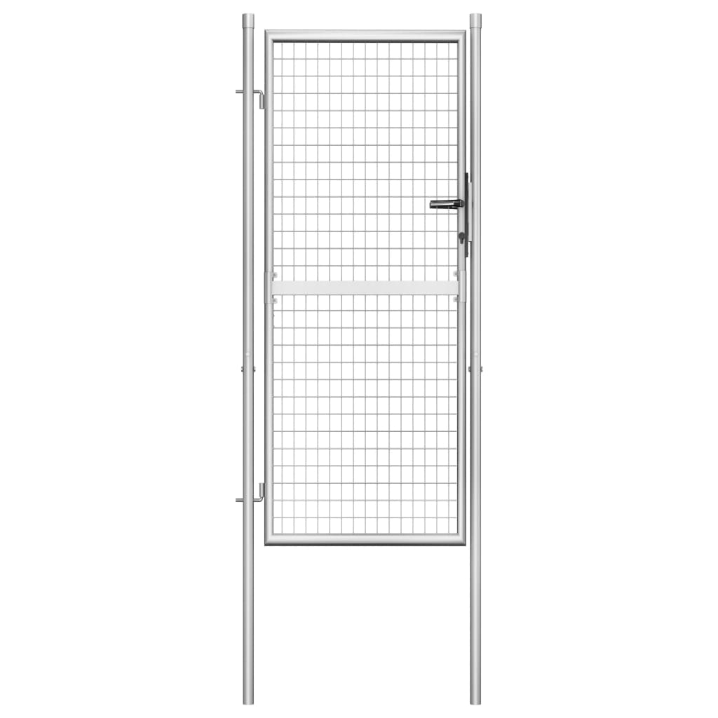 vidaXL Garden Gate Galvanised Steel 105x225 cm Silver