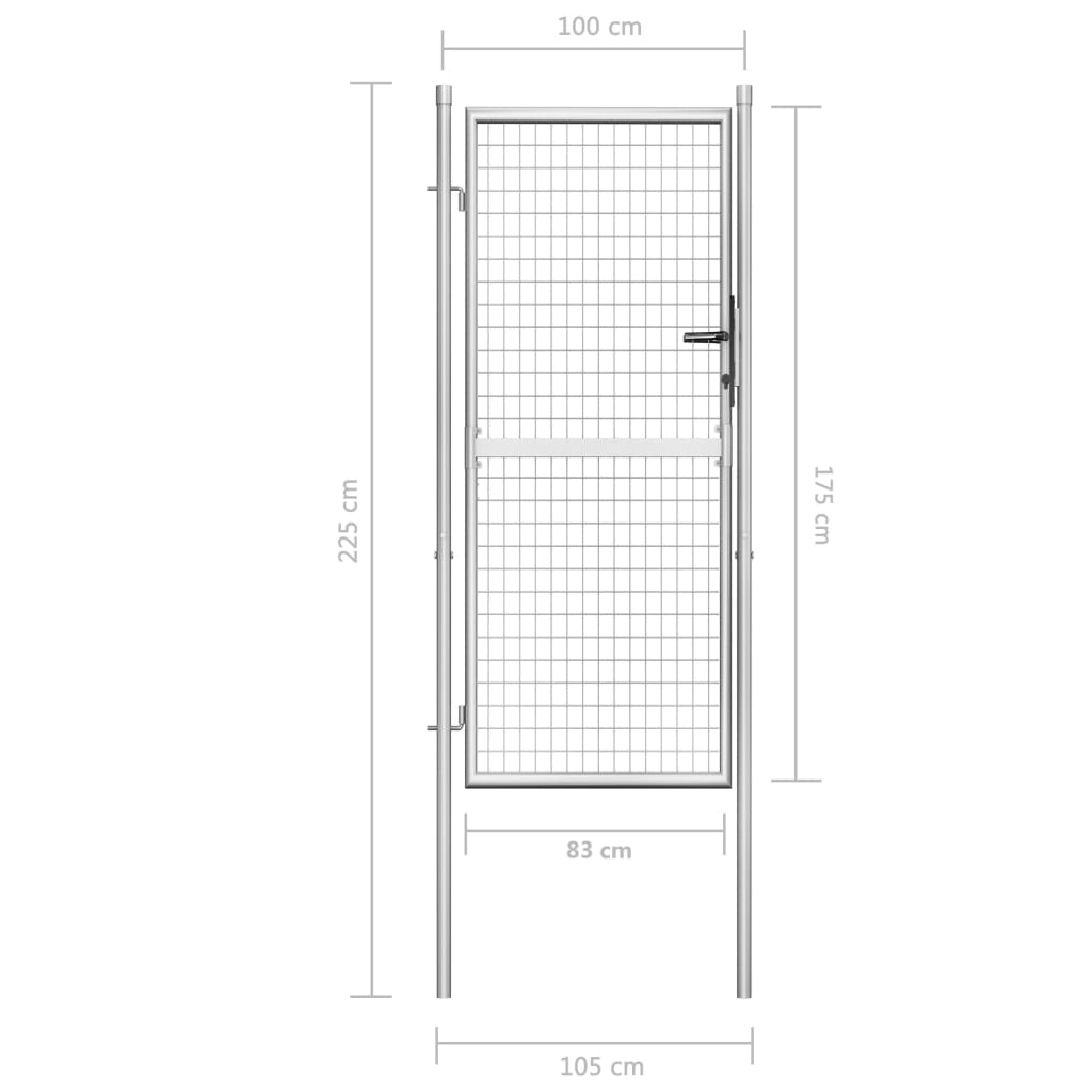 vidaXL Garden Gate Galvanised Steel 105x225 cm Silver