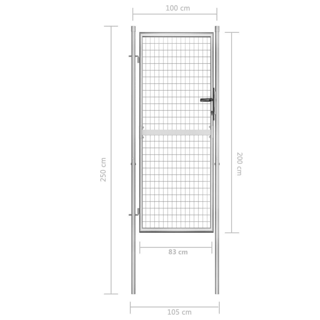 vidaXL Garden Gate Galvanised Steel 105x250 cm Silver