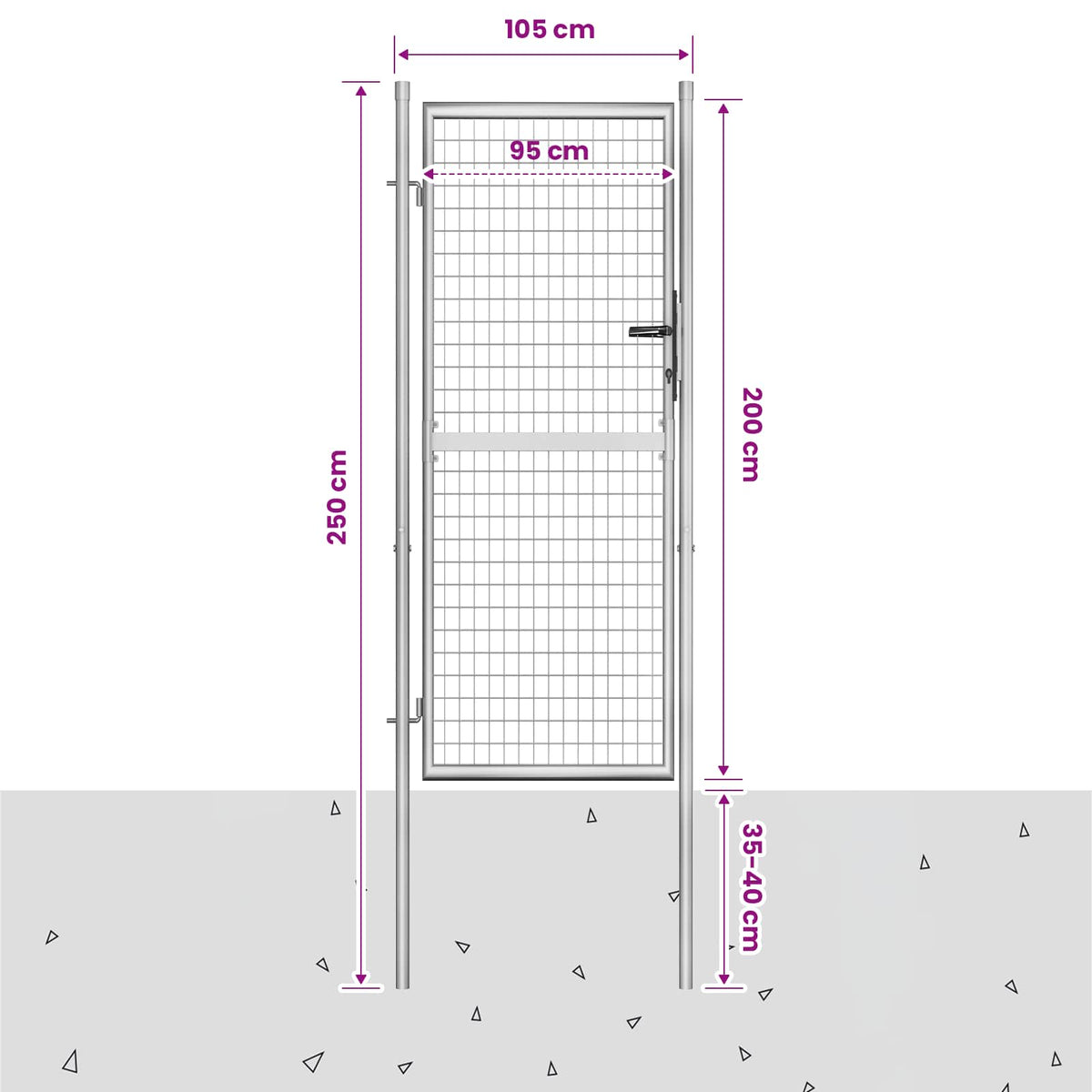 Garden Gate Galvanised Steel 105x200 cm Silver