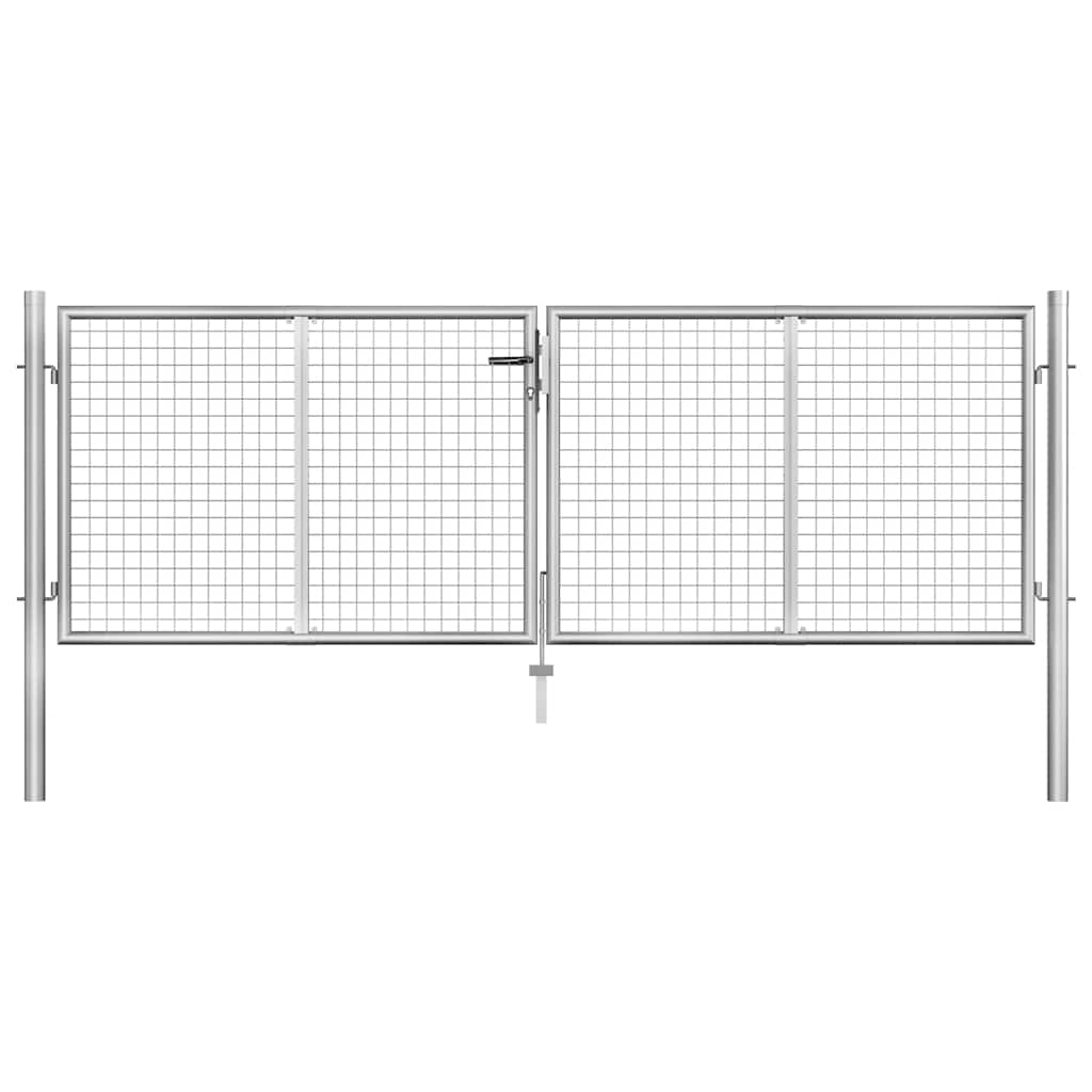 Garden Gate Galvanised Steel 306x75 cm Silver