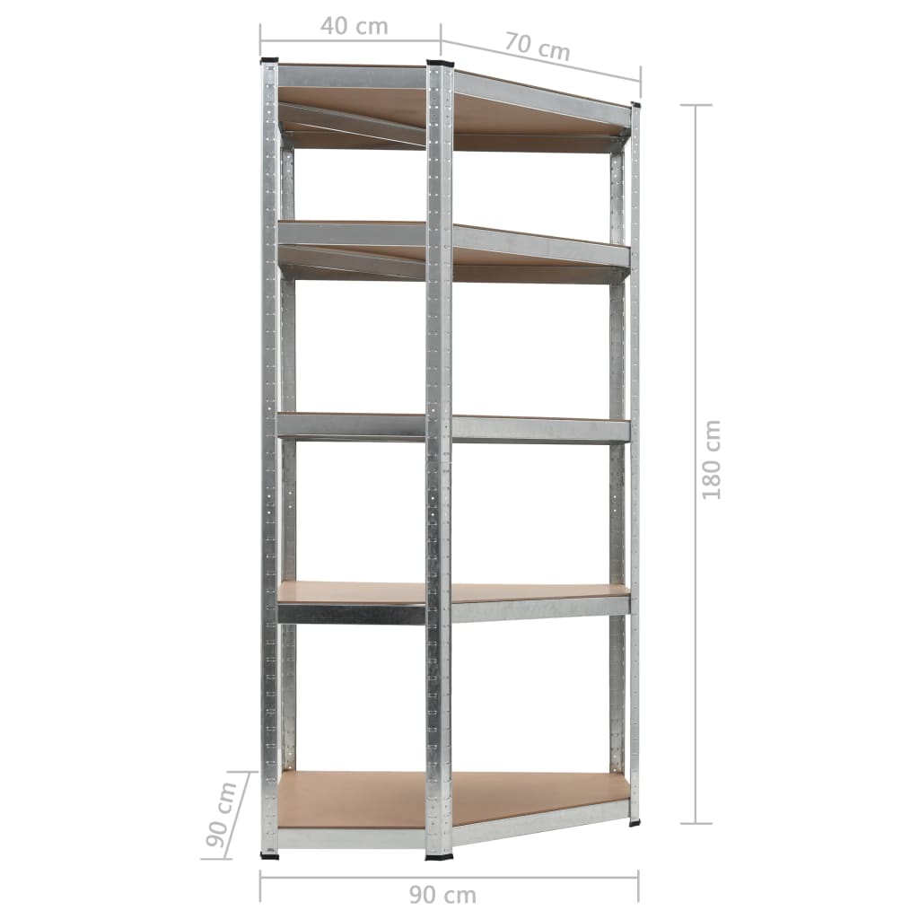 vidaXL Storage Shelf Silver 90x90x180 cm Steel and MDF