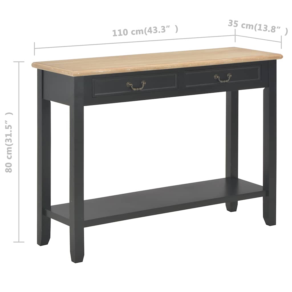 249903 vidaXL Console Table Black 110x35x80 cm Wood