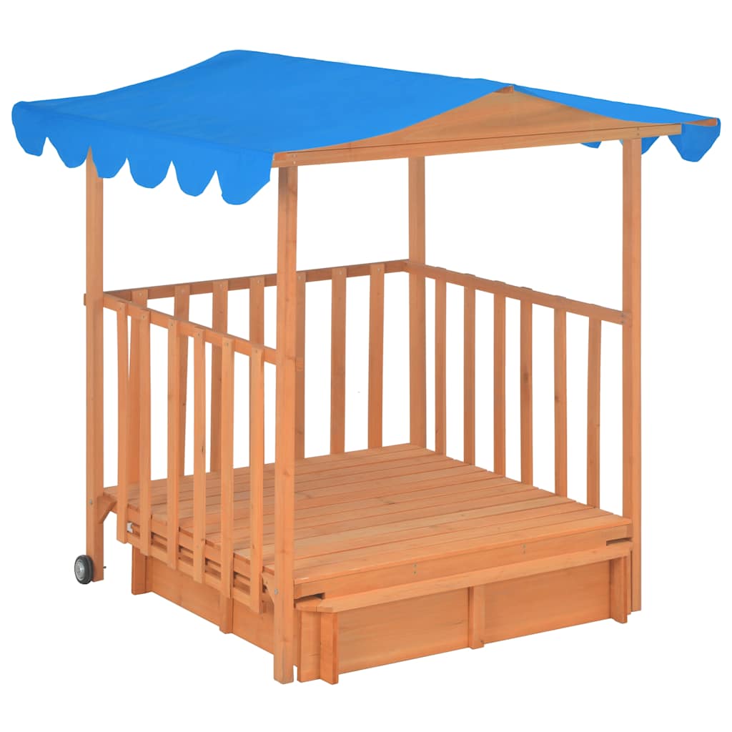 91795 vidaXL Kids Playhouse with Sandbox Fir Wood Blue UV50