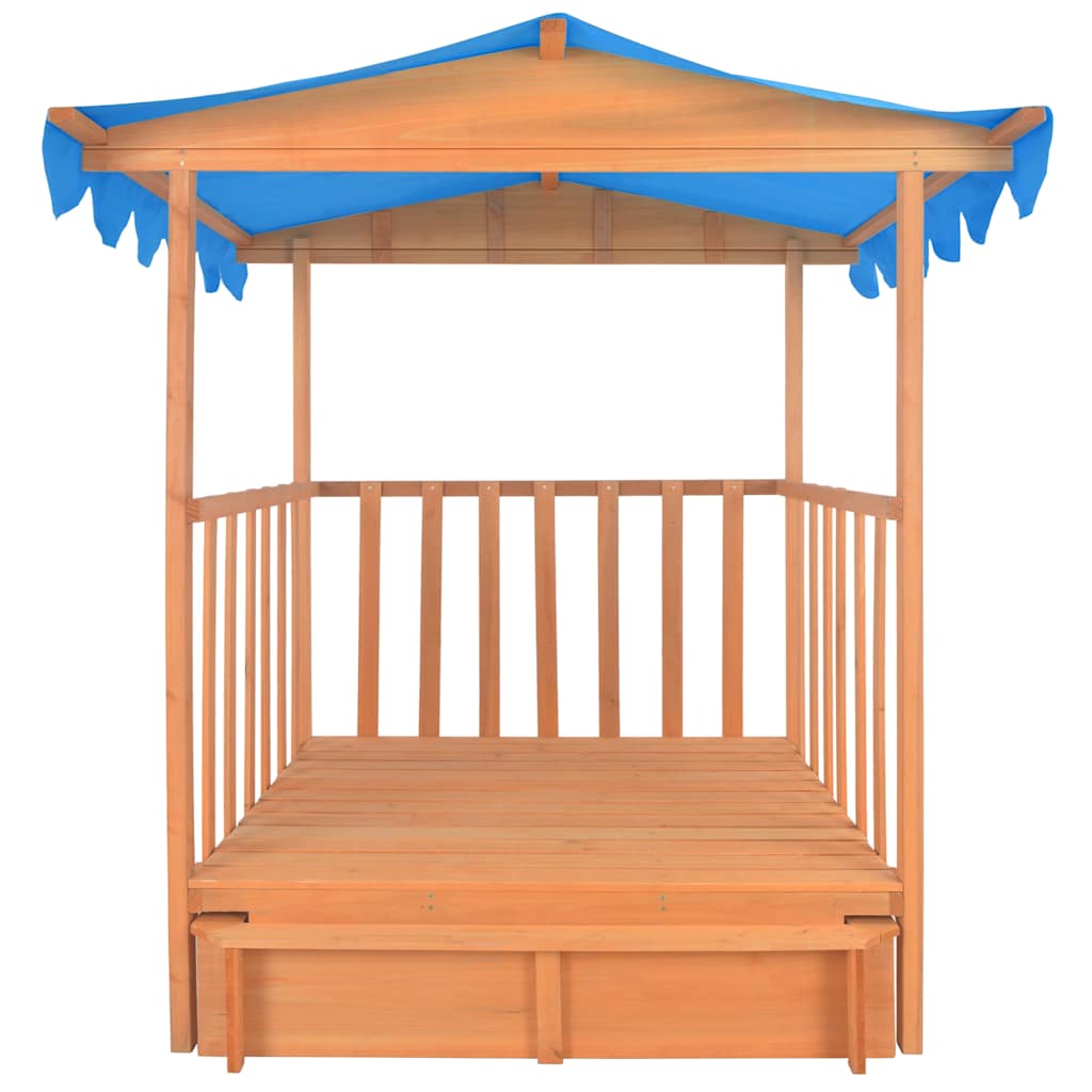 91795 vidaXL Kids Playhouse with Sandbox Fir Wood Blue UV50