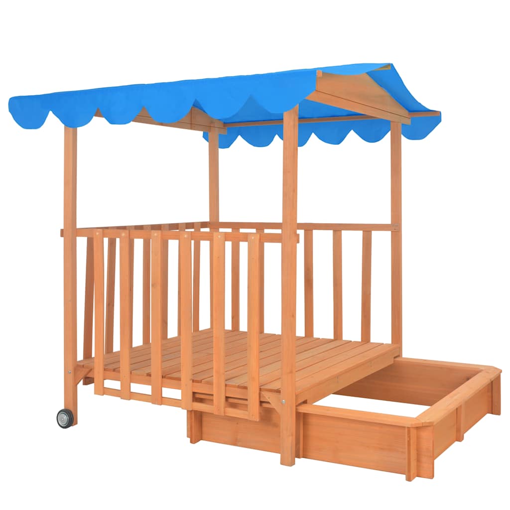 91795 vidaXL Kids Playhouse with Sandbox Fir Wood Blue UV50