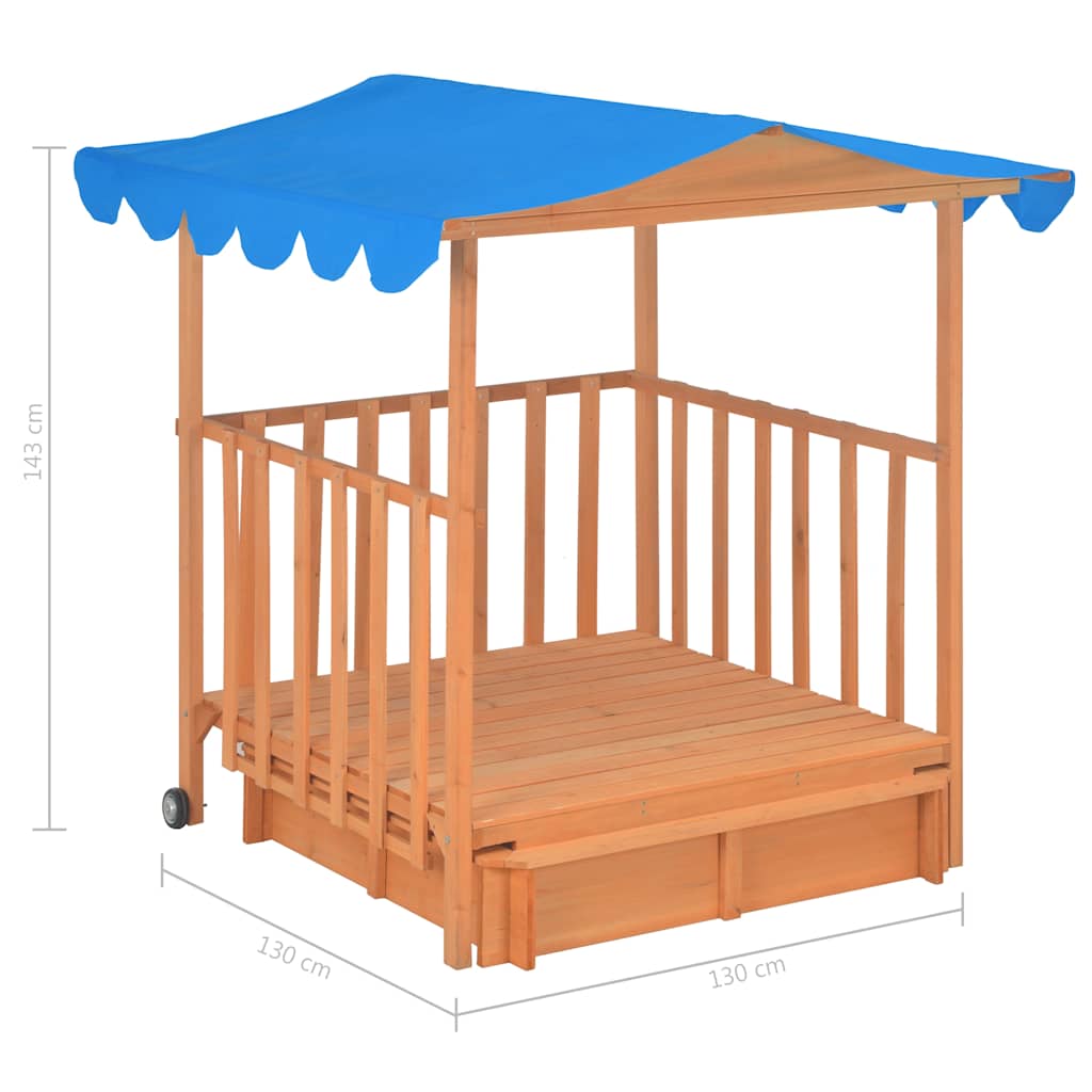 91795 vidaXL Kids Playhouse with Sandbox Fir Wood Blue UV50