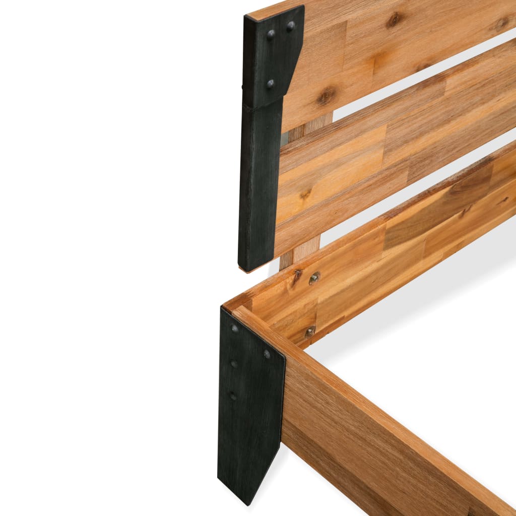Bed Frame without Mattress Solid Acacia Wood Steel 152x203 cm