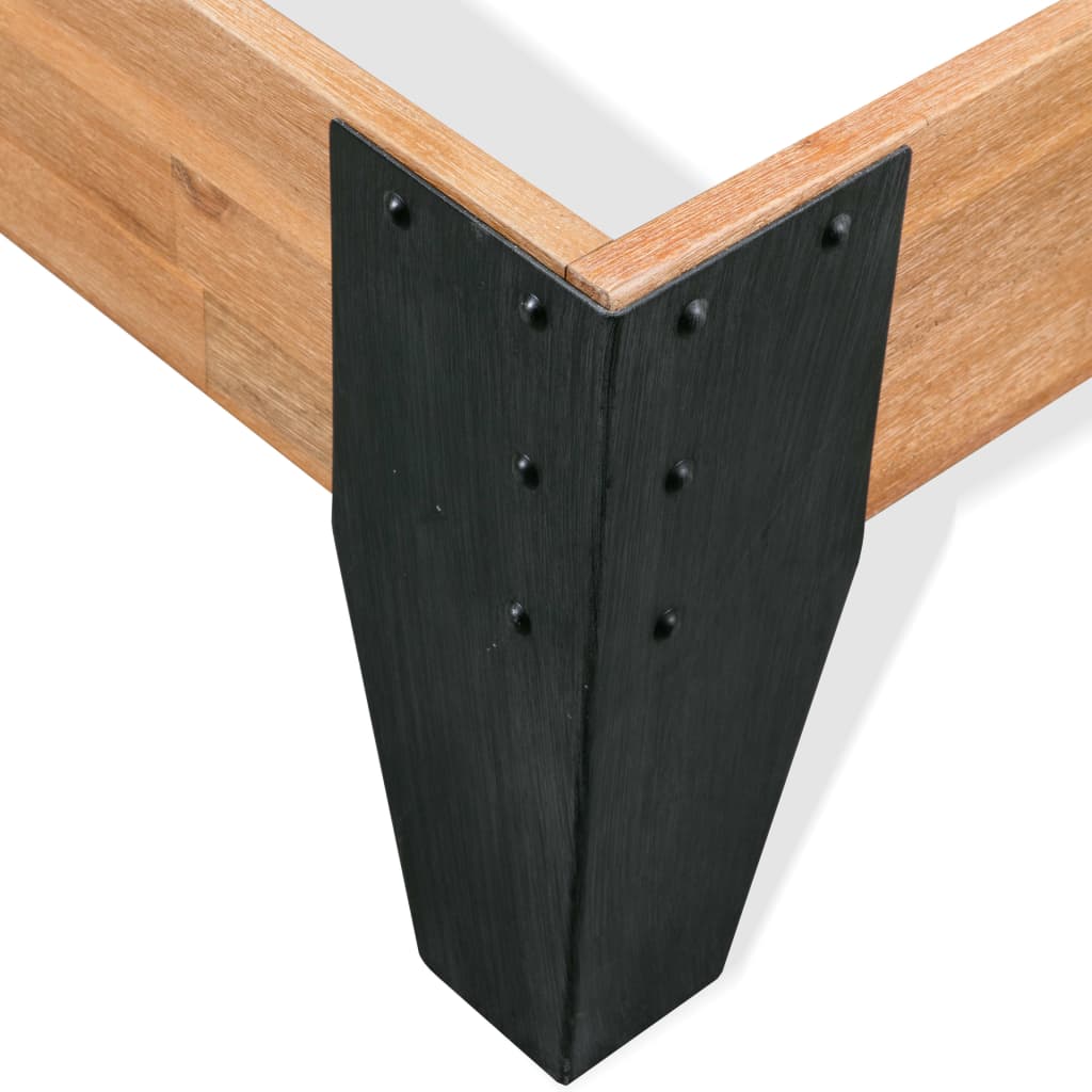 Bed Frame without Mattress Solid Acacia Wood Steel 152x203 cm