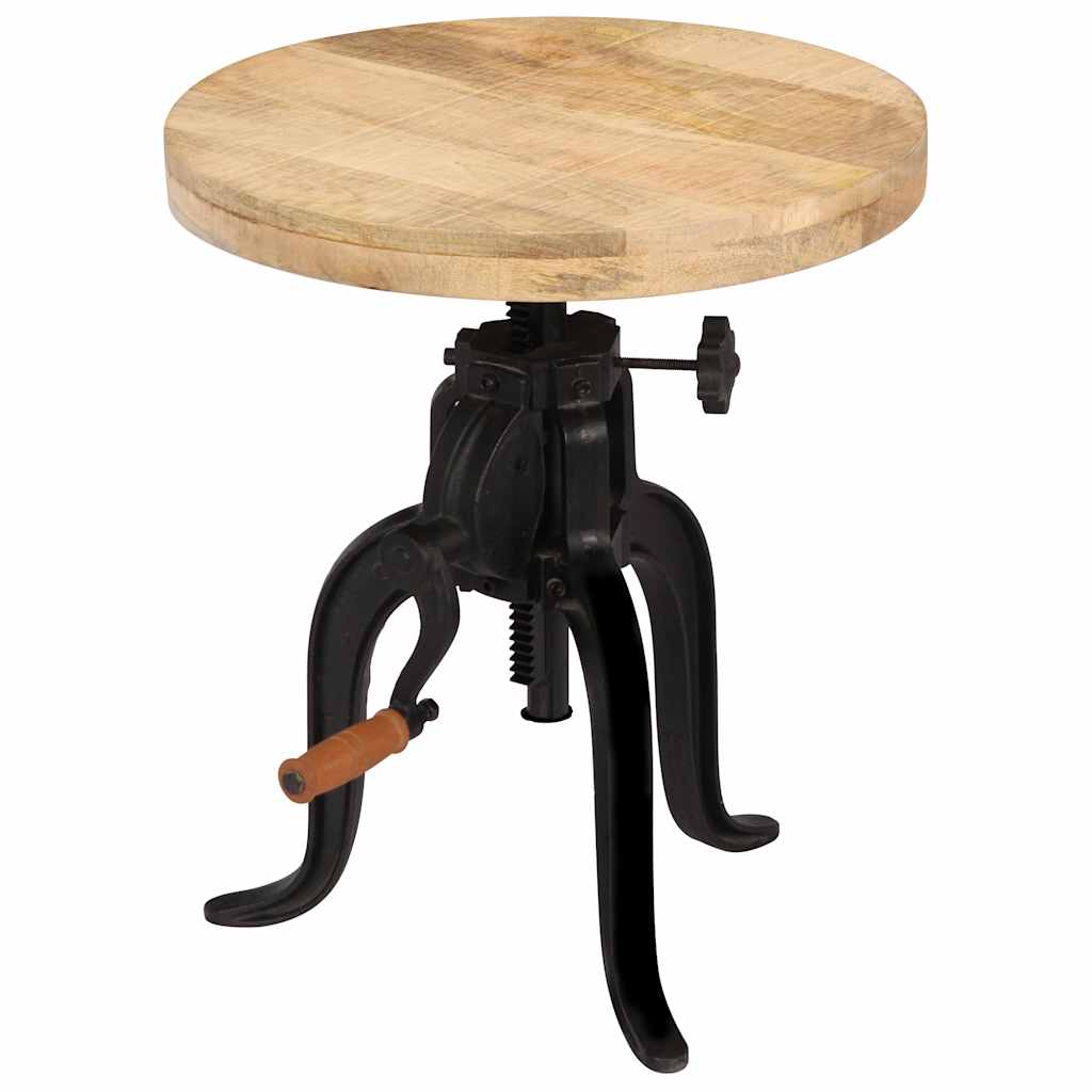247587 vidaXL Side Table 45x (45-62) cm Solid Mango Wood and Cast Iron