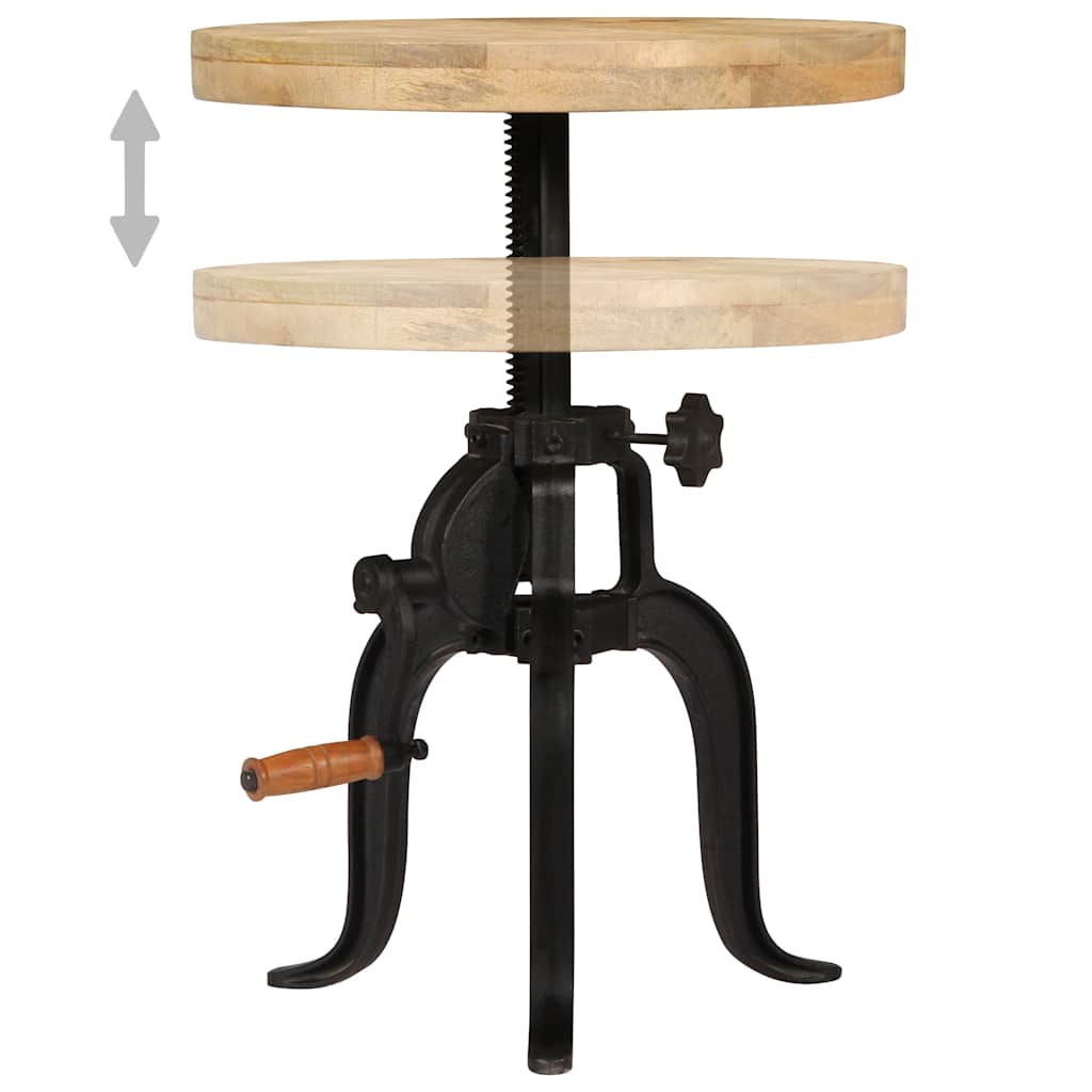 247587 vidaXL Side Table 45x (45-62) cm Solid Mango Wood and Cast Iron