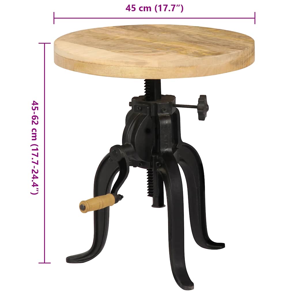 247587 vidaXL Side Table 45x (45-62) cm Solid Mango Wood and Cast Iron