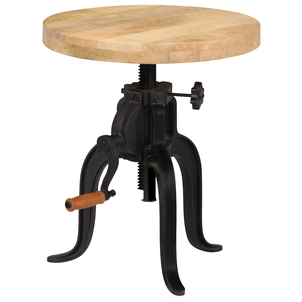 247587 vidaXL Side Table 45x (45-62) cm Solid Mango Wood and Cast Iron