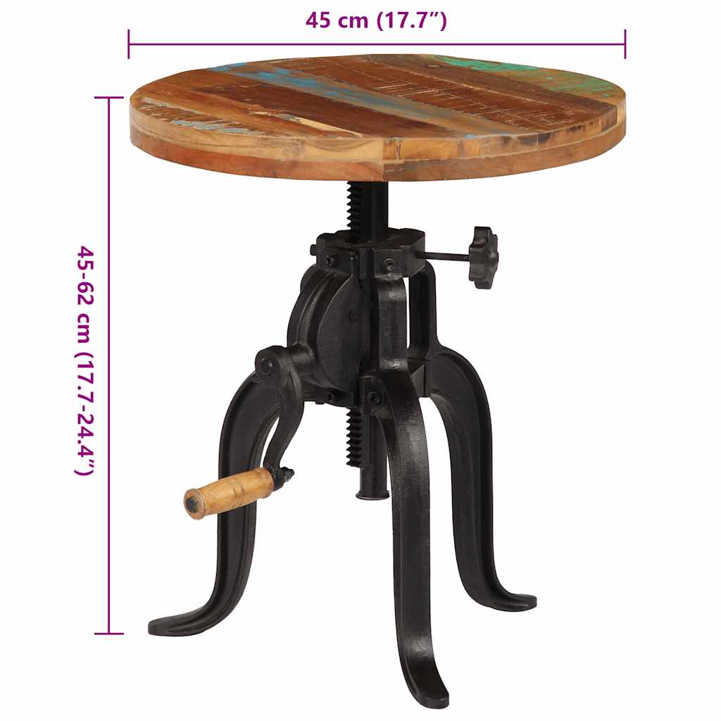 247588 vidaXL Side Table 45x (45-62) cm Solid Reclaimed Wood and Cast Iron