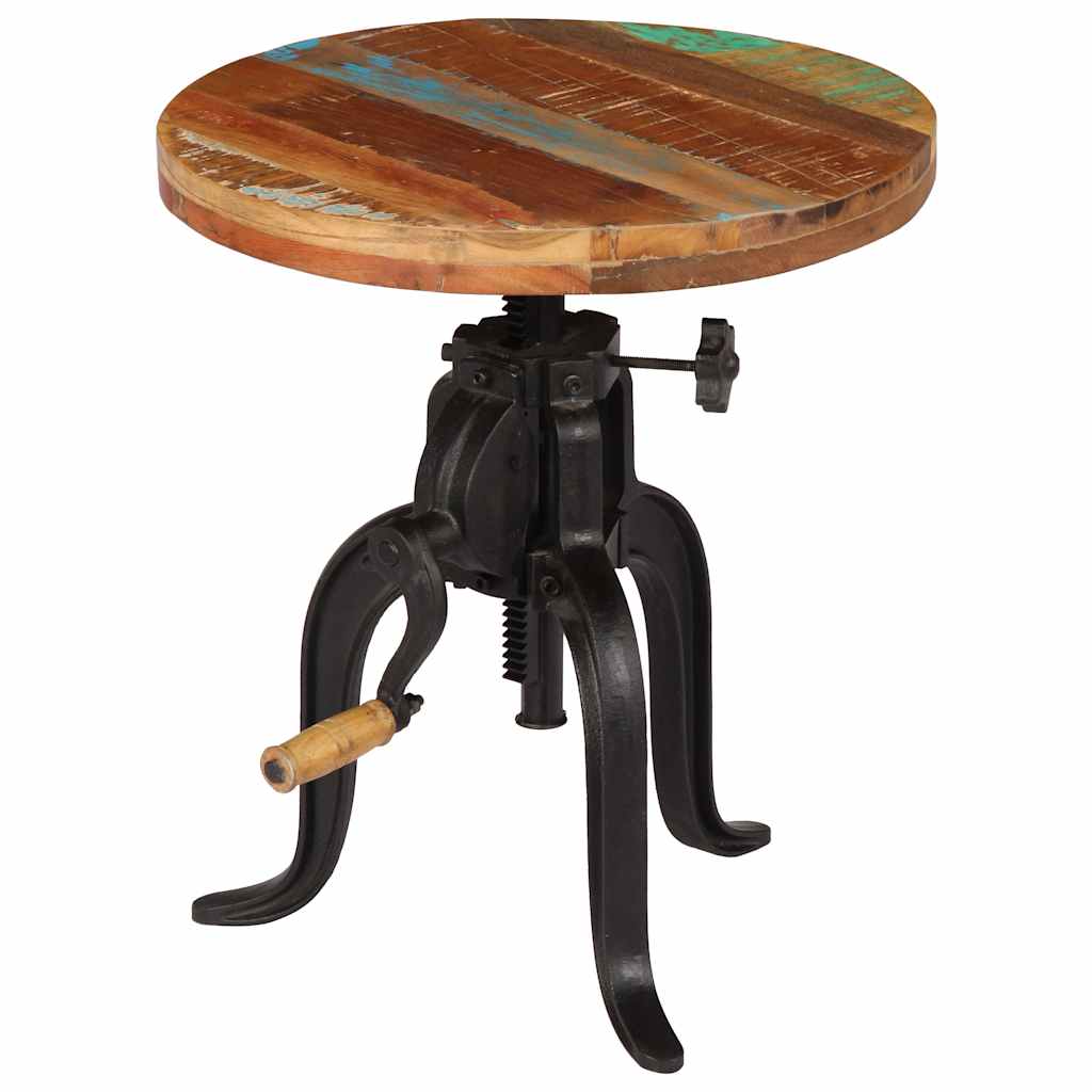 247588 vidaXL Side Table 45x (45-62) cm Solid Reclaimed Wood and Cast Iron