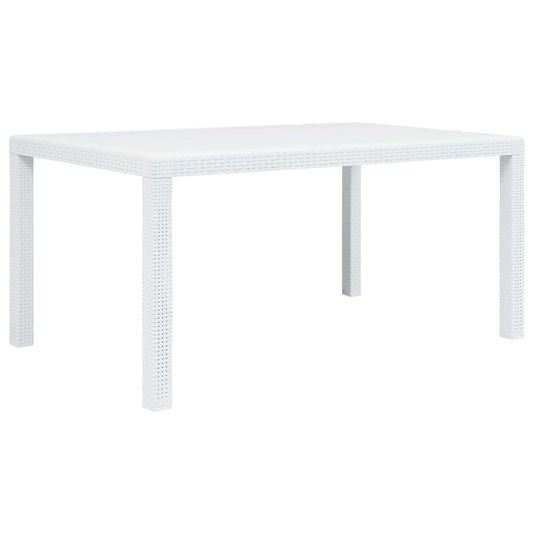 45604 vidaXL Garden Table White 150x90x72 cm Plastic Rattan Look