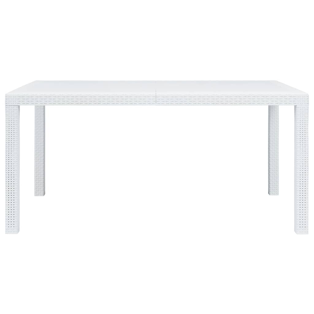 45604 vidaXL Garden Table White 150x90x72 cm Plastic Rattan Look