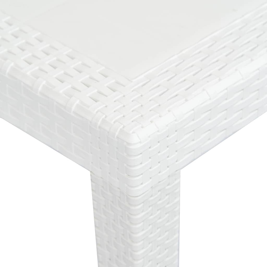 45607 vidaXL Garden Table White 220x90x72 cm Plastic Rattan Look
