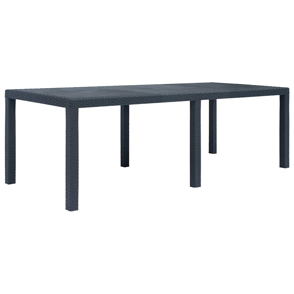 45608 vidaXL Garden Table Anthracite 220x90x72 cm Plastic Rattan Look