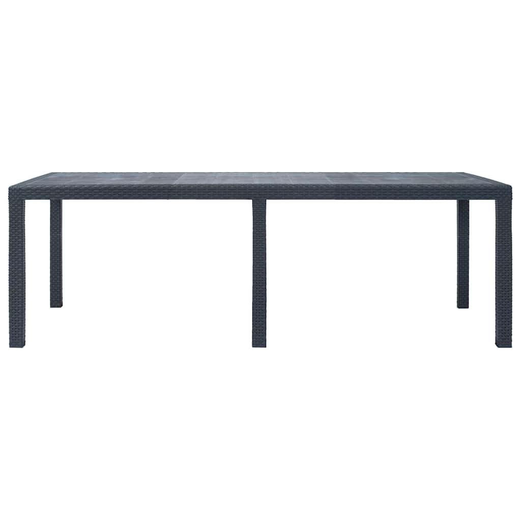45608 vidaXL Garden Table Anthracite 220x90x72 cm Plastic Rattan Look