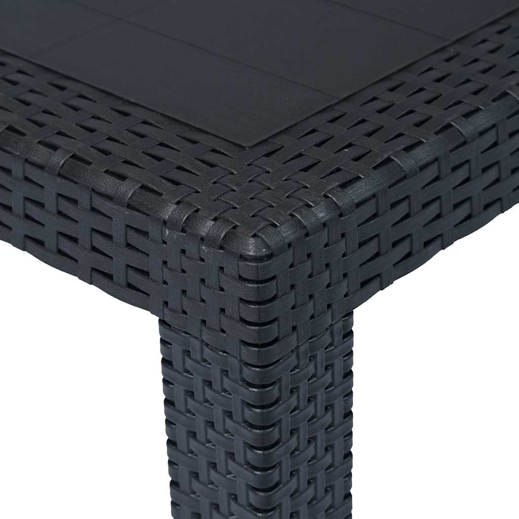 45608 vidaXL Garden Table Anthracite 220x90x72 cm Plastic Rattan Look