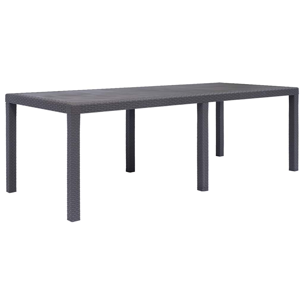 45609 vidaXL Garden Table Brown 220x90x72 cm Plastic Rattan Look
