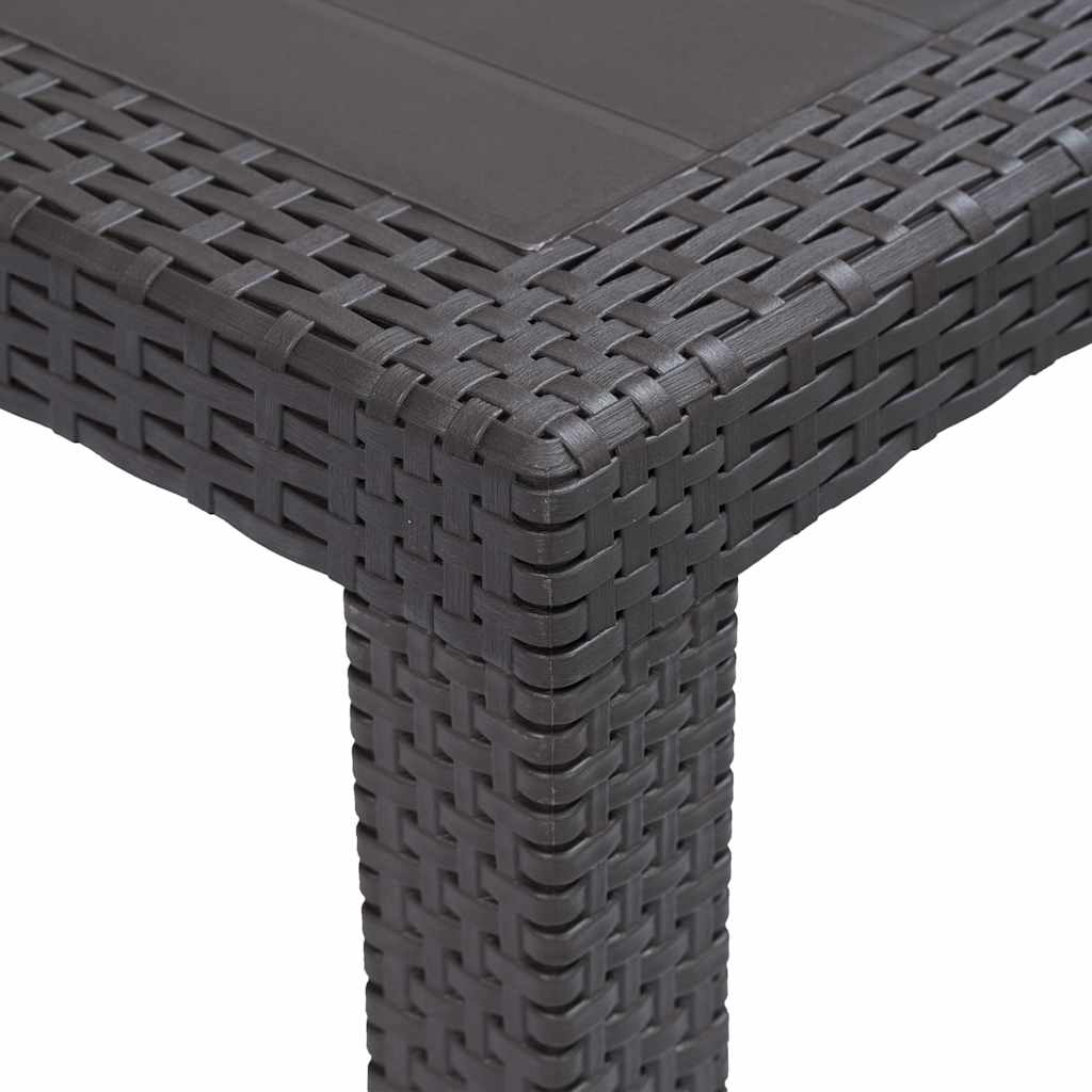 45609 vidaXL Garden Table Brown 220x90x72 cm Plastic Rattan Look