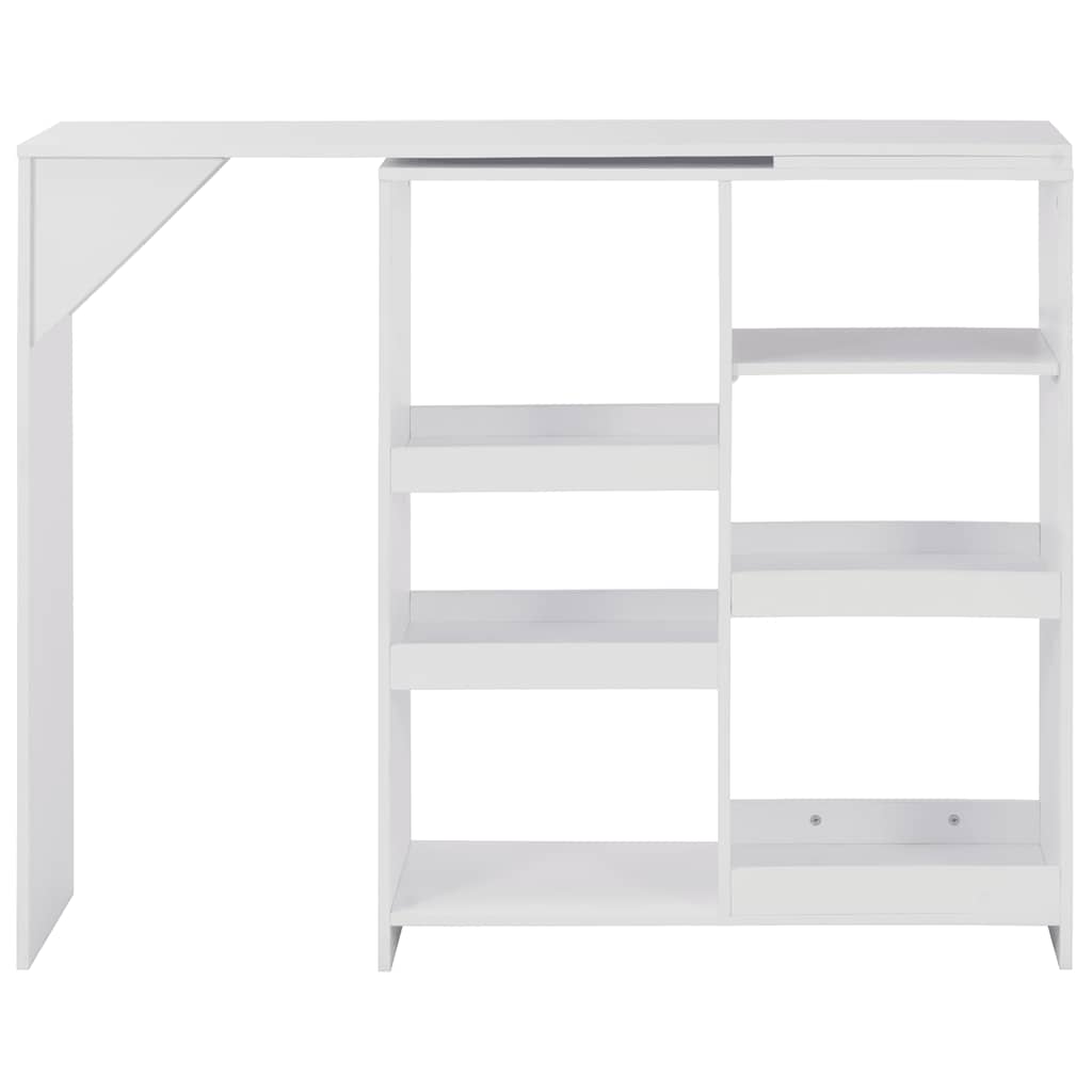 Bar Table with Moveable Shelf White 138x39x110 cm