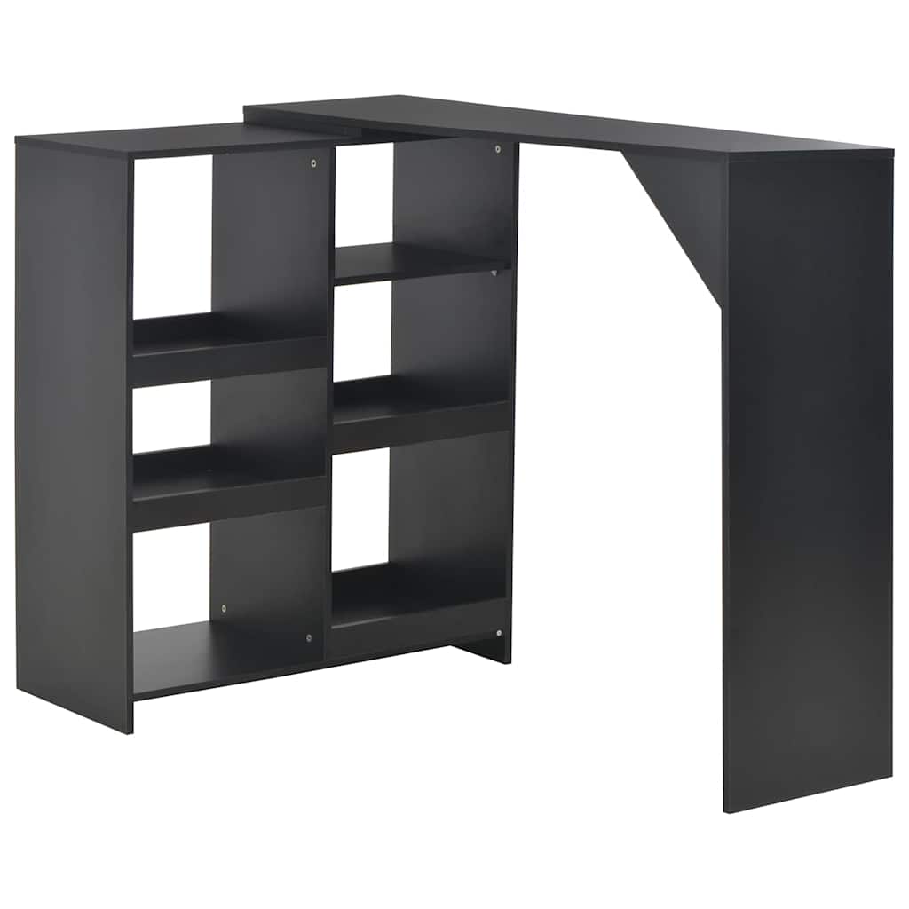 Bar Table with Moveable Shelf Black 138x39x110 cm