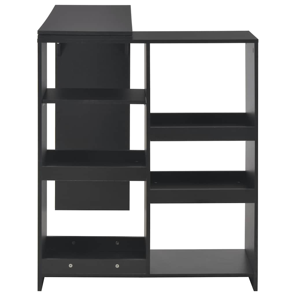 Bar Table with Moveable Shelf Black 138x39x110 cm