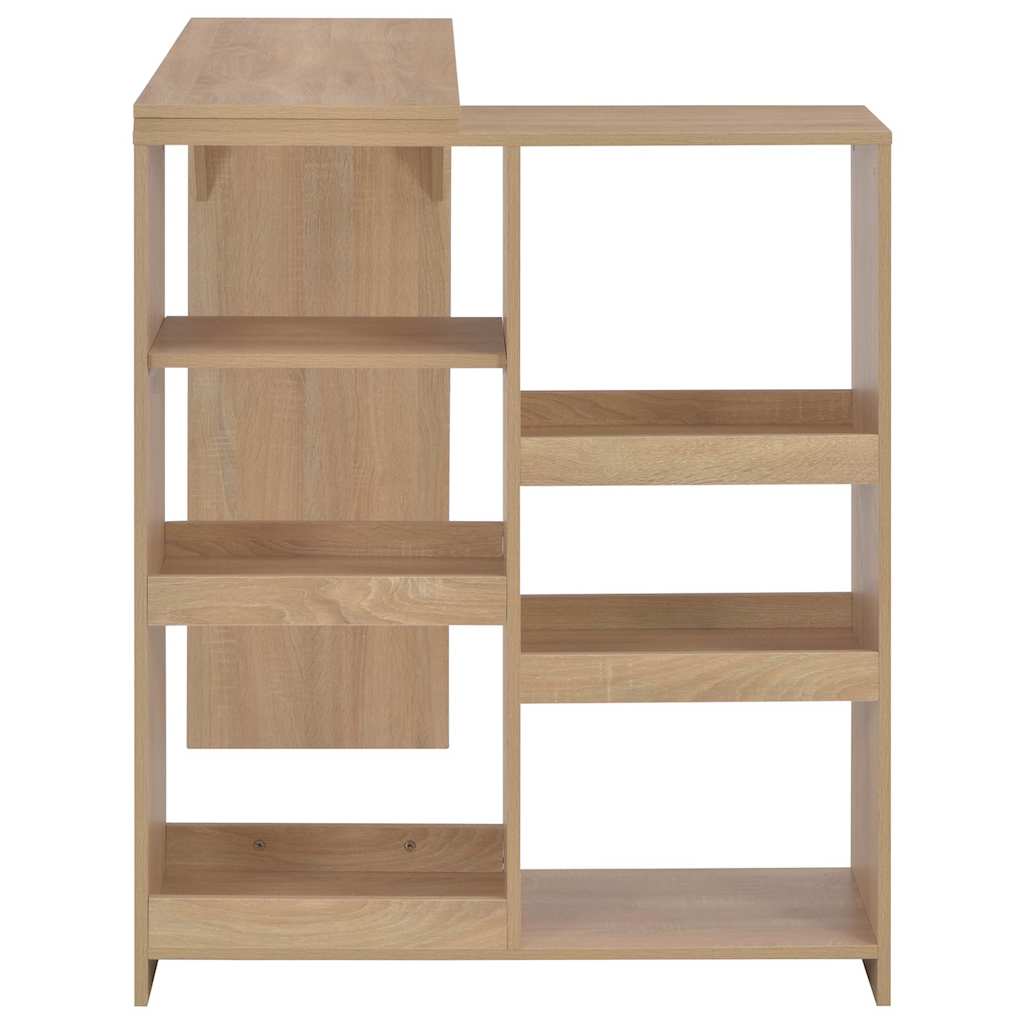 Bar Table with Moveable Shelf Oak 138x39x110 cm